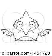 Poster, Art Print Of Cartoon Black And White Lineart Sly Pterodactyl Character Mascot