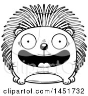 Poster, Art Print Of Cartoon Black And White Lineart Smiling Porcupine Character Mascot