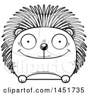 Poster, Art Print Of Cartoon Black And White Lineart Happy Porcupine Character Mascot