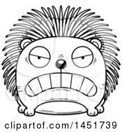 Clipart Graphic Of A Cartoon Black And White Lineart Mad Porcupine Character Mascot Royalty Free Vector Illustration