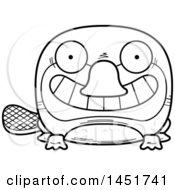 Clipart Graphic Of A Cartoon Black And White Lineart Grinning Platypus Character Mascot Royalty Free Vector Illustration