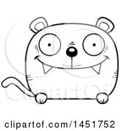 Clipart Graphic Of A Cartoon Black And White Lineart Happy Panther Character Mascot Royalty Free Vector Illustration by Cory Thoman