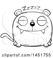 Poster, Art Print Of Cartoon Black And White Lineart Sleeping Panther Character Mascot