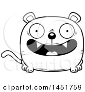 Clipart Graphic Of A Cartoon Black And White Lineart Smiling Panther Character Mascot Royalty Free Vector Illustration