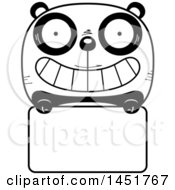 Poster, Art Print Of Cartoon Black And White Panda Character Mascot Over A Blank Sign