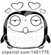 Clipart Graphic Of A Cartoon Black And White Loving Penguin Bird Character Mascot Royalty Free Vector Illustration