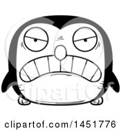 Clipart Graphic Of A Cartoon Black And White Mad Penguin Bird Character Mascot Royalty Free Vector Illustration