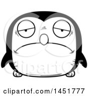 Clipart Graphic Of A Cartoon Black And White Sad Penguin Bird Character Mascot Royalty Free Vector Illustration