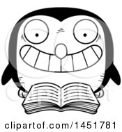 Clipart Graphic Of A Cartoon Black And White Reading Penguin Character Mascot Royalty Free Vector Illustration