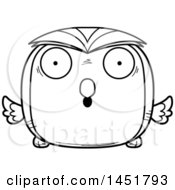 Poster, Art Print Of Cartoon Black And White Lineart Surprised Owl Character Mascot