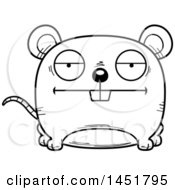 Clipart Graphic Of A Cartoon Black And White Lineart Bored Mouse Character Mascot Royalty Free Vector Illustration