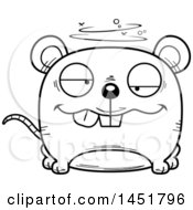 Clipart Graphic Of A Cartoon Black And White Lineart Drunk Mouse Character Mascot Royalty Free Vector Illustration