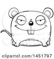 Clipart Graphic Of A Cartoon Black And White Lineart Evil Mouse Character Mascot Royalty Free Vector Illustration