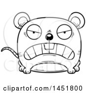 Clipart Graphic Of A Cartoon Black And White Lineart Mad Mouse Character Mascot Royalty Free Vector Illustration