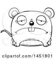 Clipart Graphic Of A Cartoon Black And White Lineart Sad Mouse Character Mascot Royalty Free Vector Illustration