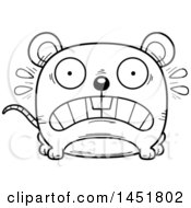Clipart Graphic Of A Cartoon Black And White Lineart Scared Mouse Character Mascot Royalty Free Vector Illustration