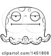 Clipart Graphic Of A Cartoon Black And White Lineart Bored Octopus Character Mascot Royalty Free Vector Illustration