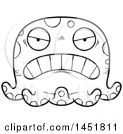 Clipart Graphic Of A Cartoon Black And White Lineart Mad Octopus Character Mascot Royalty Free Vector Illustration