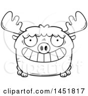 Poster, Art Print Of Cartoon Black And White Lineart Grinning Moose Character Mascot