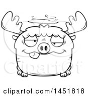 Poster, Art Print Of Cartoon Black And White Lineart Drunk Moose Character Mascot