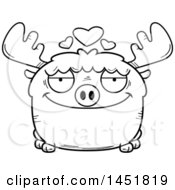Poster, Art Print Of Cartoon Black And White Lineart Loving Moose Character Mascot