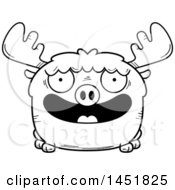 Poster, Art Print Of Cartoon Black And White Lineart Smiling Moose Character Mascot