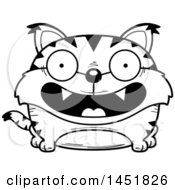 Poster, Art Print Of Cartoon Black And White Lineart Smiling Lynx Character Mascot