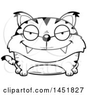 Clipart Graphic Of A Cartoon Black And White Lineart Sly Lynx Character Mascot Royalty Free Vector Illustration by Cory Thoman