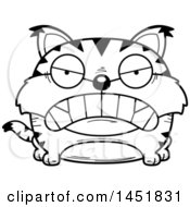 Clipart Graphic Of A Cartoon Black And White Lineart Mad Lynx Character Mascot Royalty Free Vector Illustration by Cory Thoman