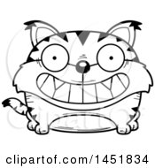 Poster, Art Print Of Cartoon Black And White Lineart Grinning Lynx Character Mascot
