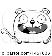 Poster, Art Print Of Cartoon Black And White Lineart Smiling Lioness Character Mascot