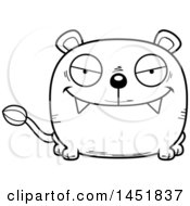 Poster, Art Print Of Cartoon Black And White Lineart Sly Lioness Character Mascot