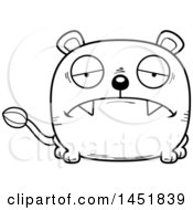 Poster, Art Print Of Cartoon Black And White Lineart Sad Lioness Character Mascot