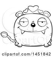 Clipart Graphic Of A Cartoon Black And White Lineart Loving Lioness Character Mascot Royalty Free Vector Illustration