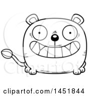 Poster, Art Print Of Cartoon Black And White Lineart Grinning Lioness Character Mascot