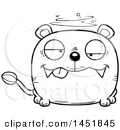Poster, Art Print Of Cartoon Black And White Lineart Drunk Lioness Character Mascot
