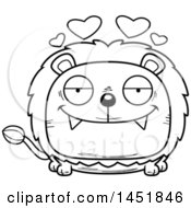 Poster, Art Print Of Cartoon Black And White Lineart Loving Male Lion Character Mascot