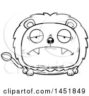 Poster, Art Print Of Cartoon Black And White Lineart Sad Male Lion Character Mascot