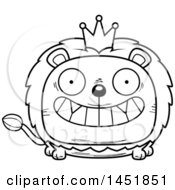 Poster, Art Print Of Cartoon Black And White Lineart Grinning Lion King Character Mascot