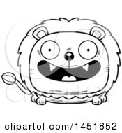 Poster, Art Print Of Cartoon Black And White Lineart Smiling Male Lion Character Mascot