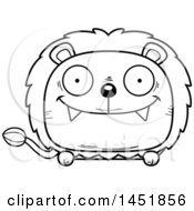 Poster, Art Print Of Cartoon Black And White Lineart Happy Male Lion Character Mascot