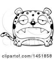 Poster, Art Print Of Cartoon Black And White Lineart Sad Leopard Character Mascot