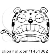 Poster, Art Print Of Cartoon Black And White Lineart Mad Leopard Character Mascot
