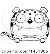 Poster, Art Print Of Cartoon Black And White Lineart Happy Leopard Character Mascot