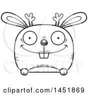 Poster, Art Print Of Cartoon Black And White Lineart Happy Jackalope Character Mascot