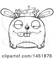 Clipart Graphic Of A Cartoon Black And White Lineart Drunk Jackalope Character Mascot Royalty Free Vector Illustration