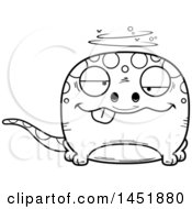 Poster, Art Print Of Cartoon Black And White Lineart Drunk Gecko Character Mascot