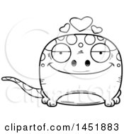 Poster, Art Print Of Cartoon Black And White Lineart Loving Gecko Character Mascot