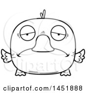 Poster, Art Print Of Cartoon Black And White Lineart Sad Duck Character Mascot