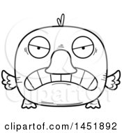 Poster, Art Print Of Cartoon Black And White Lineart Mad Duck Character Mascot